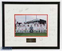 2005 Essex County Cricket Signed Team photograph, fully signed on the card mount in pencil, frame