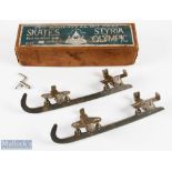 A boxed pair of 'Styria Olympic' skates with it locking key, made in Austria length of blades 35cm