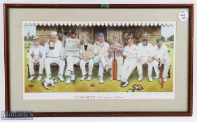 County Cricket by Jamaican artist, Blackdoor colour Cricket Print depicting cricket match framed