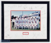 2003 Essex County Cricket Signed Team photograph, fully signed on the card mount in pencil, frame