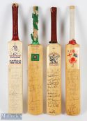 1989-1996 Miniature Signed Test Cricket Bats England Australia India, to include a 1993 England v