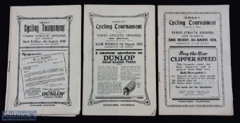 1928-1930 Three New Brighton Great Cycling Tournament Programs, at the Tower Athletic Ground 6th