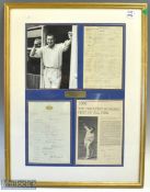 1956 Jim Laker England v Australia Cricket 4th Test Signed Display - an impressive, collection to