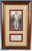 Jack Hobbs (1882-1963) Autographed Cricket sepia Photograph depicted in batting pose, signed in ink,
