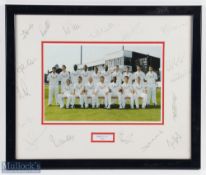 2007 Essex County Cricket Signed Team photograph, fully signed on the card mount in pencil, frame