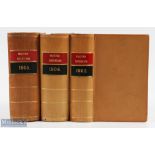 1903-1905 Three Horses Racing Leather Bound volumes of Racing Calendar - races past published for