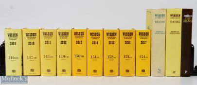 2009-2017 Wisden Cricket Cricketers Almanack, a complete run of hardback edition, plus Wisden