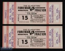 1976 Foreman Vs Frazier 2 Full Boxing Tickets June 15th, 1976, in clean condition within