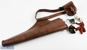 Vintage Leather Archery Quiver and pouch with finger tabs