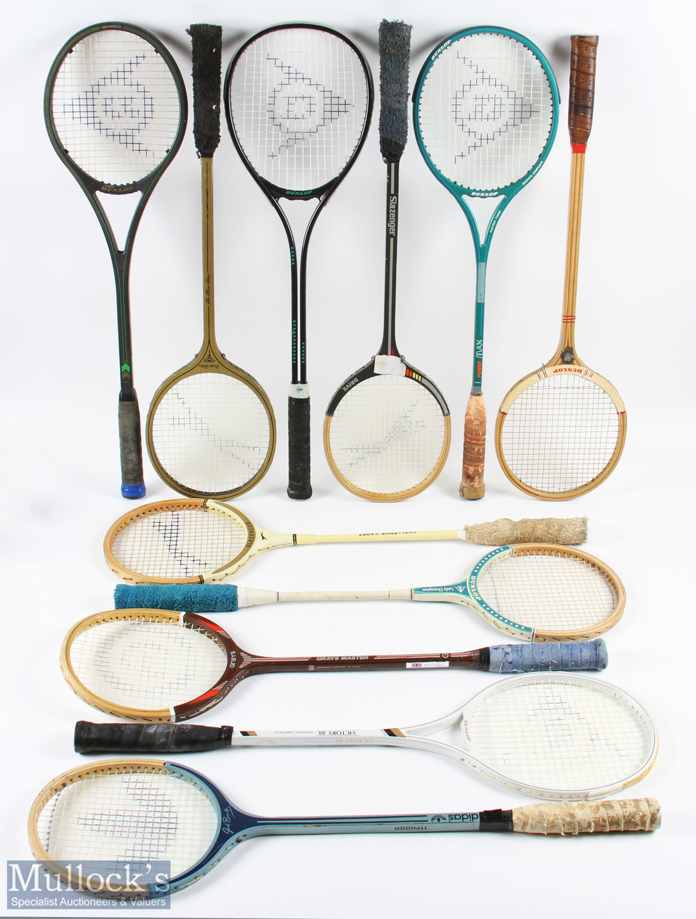 1980-1990 Squash Rackets, to include Wooden and metal rackets, Adidas Typhoon, Slazenger Ken