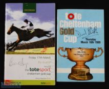 Cheltenham Cup Gold Race Signed Card/Programmes, to include a 1989 Desert Orchid Gold Cup signed