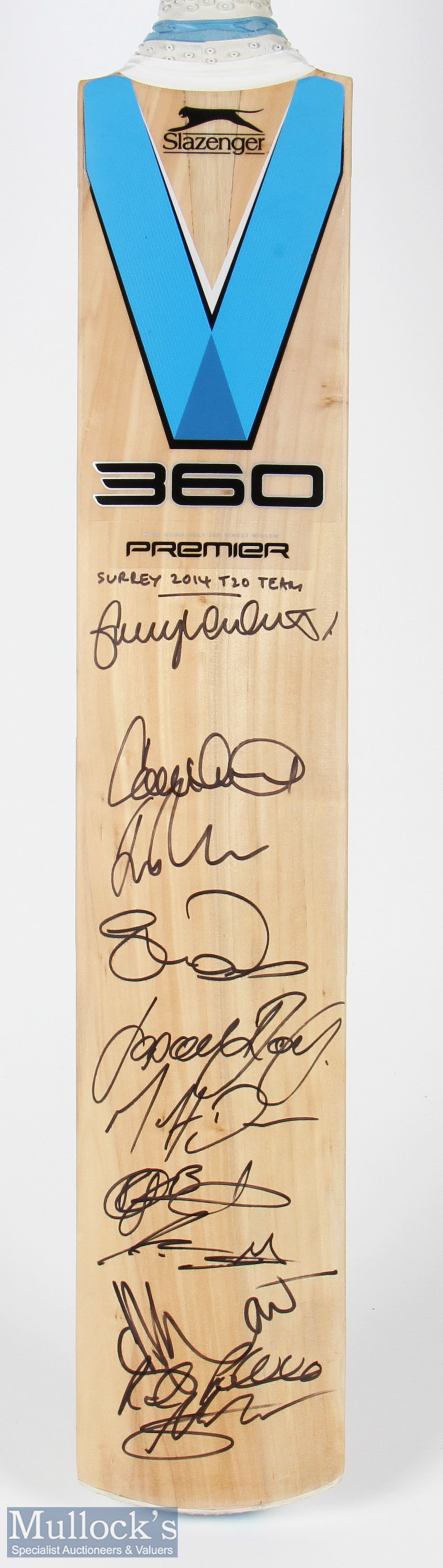 2014 Surrey T20 Team multi signed Slazenger Cricket bat, with 11 signatures on a Slazenger 360 - Image 2 of 2