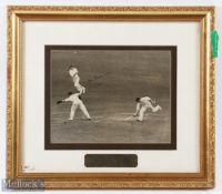Sir Donald Bradman and Sir Leonard Hutton Signed Cricket Print 'Two Great Cricketing Knights'