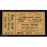 1980 Roberto Duran v Sugar Ray Leonard Boxing Tickets, a ticket for Walker Theatre NY June 20th,