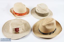 Cricket Umpire Hats Panama Hats, an Essex County Cricket Club Panama, a M&S cotton hat, a Panama hat