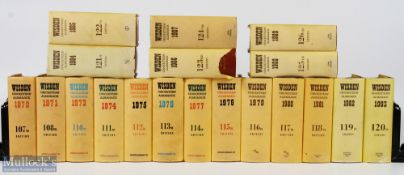 1970-1989 Wisden Cricket Cricketers Almanack, almost a complete run missing 1972 of hardback edition