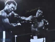 Muhammad Ali Signed Rumble in the Jungle Zaire Boxing Photograph - Muhammad Ali v George Foreman