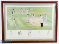 The Vital Wicket' signed limited edition Cricket colour Print - autographed by the artist Keith