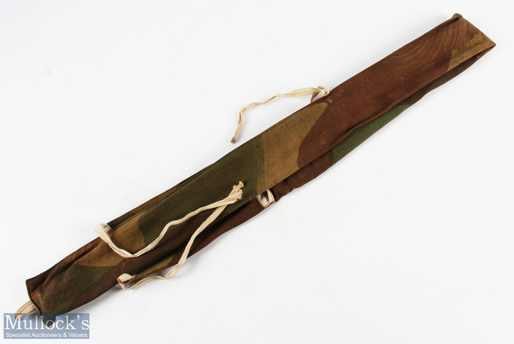 Scarce Hardy Bros Camo Design Rod Bag with Rod in Hand logo mark to flap, ink writing to inside - Image 2 of 3