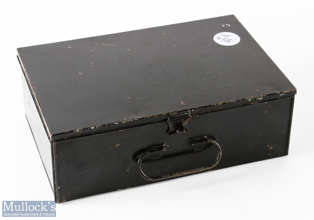 Vintage Black Japanned Unnamed Fishing Tackle Case c1900 and Accessories - case 13" x 8.5" x 4.5" - Image 3 of 3