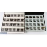 A Counter Display Box with 24 sections containing a large collection of treble hooks, size 10 - 1/0,