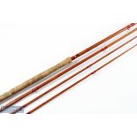 J S Sharpe Ltd Aberdeen Scottie brand split cane spliced salmon fly rod, 14ft, line 10/11#, 24"