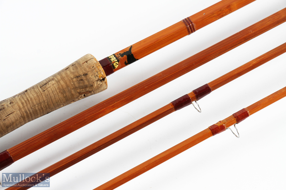 Sharpes Aberdeen "The Scottie" brand split cane spliced salmon fly rod 12' 3pc line 8/9#, 20" handle - Image 3 of 3