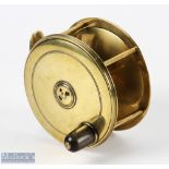 Chas Farlow, Maker, 191 The Strand, London, brass plate wind reel, stamped Patent Lever No 453, 4"