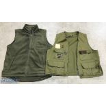 Barbour Fishing Waistcoat, with multi pockets toll zinger badge woollen fly patch size XL - comes