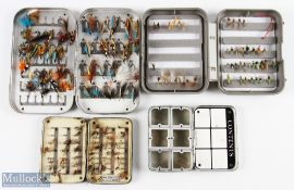 Richard Wheatley slim alloy fly tin 6" x 3.5" with 49x small clips and 20 large clips with over 40