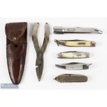 Selection of Fishing Knives and Tools (6) inc Shakespeare knife and priest combination, anglers'