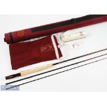 Hardy Alnwick a fine Swift carbon fly rod 9' 3pc line 4#, alloy uplocking reel seat with carbon