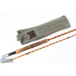 Hardy Alnwick "The Halford Knockabout" split cane palakona fly rod No H51081A 9' 6" 2 pc, alloy