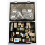 Efgeeco Fly Case 12" x 10" x 4" compartment fly box with over 25 packs of various size hooks, some