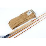 W A Carter & Son, 2-3 Royal Exchange, London, split cane salmon fly rod 12' 6" 3pc line 9#, 25"