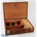 A large unnamed mahogany Fly Case 18.5" x 13" x 5" - sectioned bottom with lift out tool tidy (