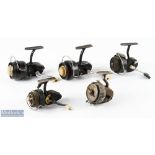 2x Peerless BAM 300 fixed spool reels, good bail, LHW, both run well; Mitchell 314 fixed spool reel,