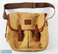 Hardy Alnwick canvas and leather shoulder bag, 14" x 12" with one large pocket with straps and
