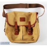 Hardy Alnwick canvas and leather shoulder bag, 14" x 12" with one large pocket with straps and