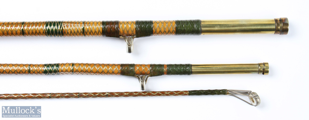 Foster Bros Makers Ashbourne whole cane rod with greenheart tip 10' 6" 3pc, 22" handle with brass - Image 3 of 3