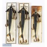 J Bernard & Son collection of The Famed Phantom Minnow, on original card, 2x 5", 1x 4"