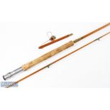 Millwards Fly Rover split cane fly rod 8208, 9' 3" 2pc, alloy uplocking reel seat, red agate lined