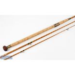 J J S Walker-Brampton Alnwick steel centred split cane pike rod No 14606 11' 6" 3pc, 26" handle with