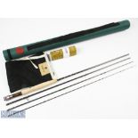 A fine Hardy Alnwick "Jet" Sintrix carbon fly rod 9' 4pc line 5# alloy double uplocking reel set