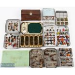 Group of Alloy Fly Boxes and Flies (8) Richard Wheatley box with sea trout flies, 3x other alloy dry