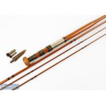 Army & Navy greenheart fly rod 12' 6" 3pc with spare tip, greenheart shaped handle with brass