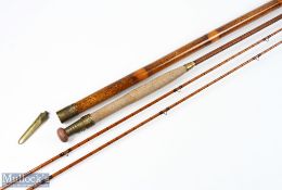 J Bernard & Son, 45 Jermyn Street, London, split cane rod 10' 2pc, with spare tip, brass sliding