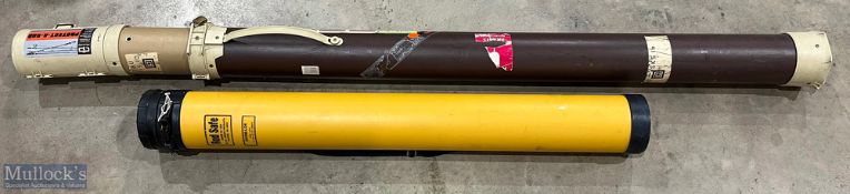 2 Adjustable Travel Rod Bags Case Tubes, made by Plana and B&L Sports, with some signs of usage
