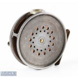 Hardy Bros Perfect contracted Mk II fly reel, 3 3/8" spool with black handle, milled rim