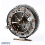 Scarce Aerial Variant 4" Alloy Fly Reel likely Reddich made, narrow drum with multi vents,